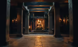 a wooden room with a lot of lit candles