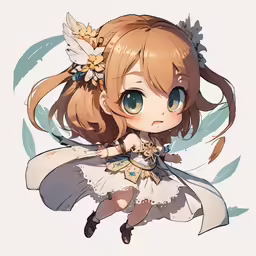 an anime girl in a dress with wings on