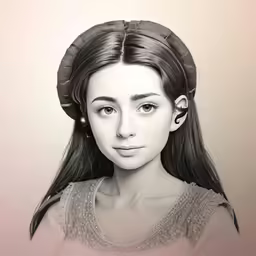 the portrait of a young girl is drawn on paper