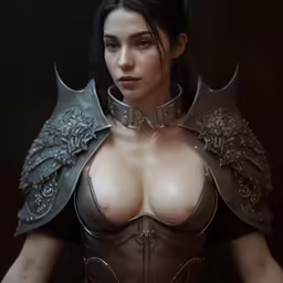 a beautiful girl in a futuristic outfit with massive breasts