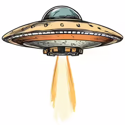 an alien ship with a flashlight going through the center
