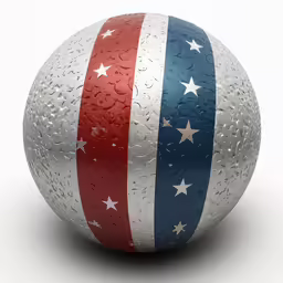 an american flag ball with water droplets