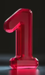 a red glass number one on a table