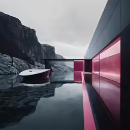 there is a boat that is floating in the water