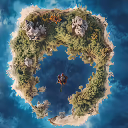 a bunch of animals standing in the middle of a big circle