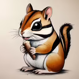 a painting of a brown and white chip chip standing