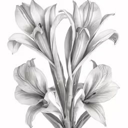 a drawing of white lilys in a vase