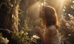a woman is shown blowing her hands up in the air