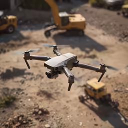 an aerial view of a construction site and a small construction vehicle