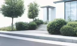 a bunch of bushes that are by some stairs