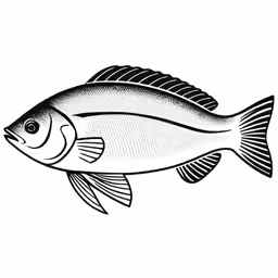 a black and white image of a fish