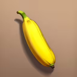 a single yellow banana against a beige background