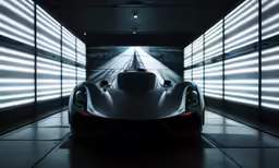 a white sports car is going down the street