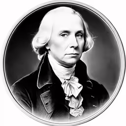 president james washington on a black and white portrait
