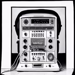 a radio and other electronics on a counter