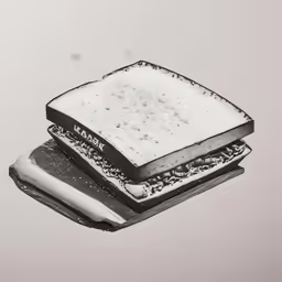a pencil drawing of two slices of a sandwich