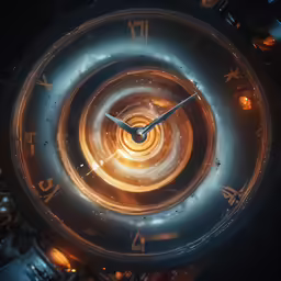 a shiny clock with no numbers on the face