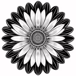a black and white drawing of a flower,the black and white flower with leaves