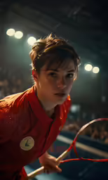 a woman standing holding a tennis racquet