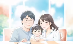 a family is standing next to each other