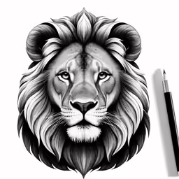 a lion head drawing with a marker