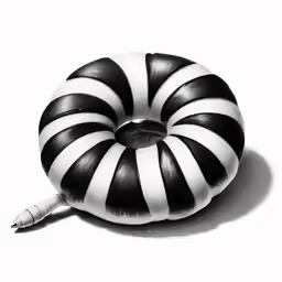 the balloon is black and white with stripes