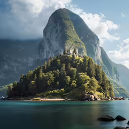 an island in the middle of a body of water