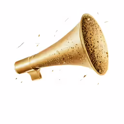 a golden bullhorn with black and white stars is being thrown by an incoming wave