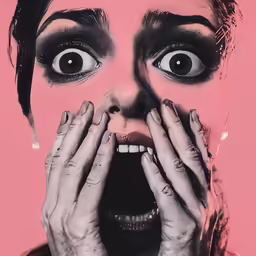 a person that has a big weird face