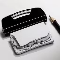 a stack of paper with a pen on top