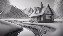 a house that is next to a hill