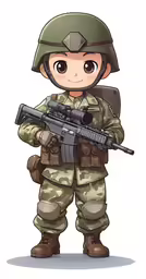 an illustration of a soldier holding a rifle