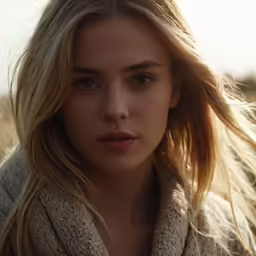 blond haired woman sitting in the sun by herself