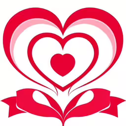 two hearts with ribbons in the shape of leaves,a red heart with two leaves and an arrow,red roses with hearts shaped like hands over white background,a heart shaped drawing with two hands holding up two hearts,a heart shaped arrangement with two hands holding a heart