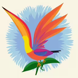 a small bird with feathers spread out, on top of a plant,a colorful bird sitting on a twig