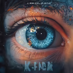 the cover of a book with a large blue eye