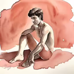 an image of a man with white skin sitting down