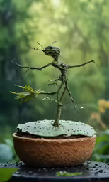 a plant with some leaves and roots on top of it