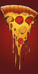 pizza slice with melting sauce on top of it