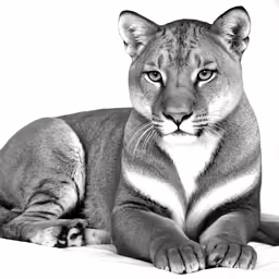 a close - up of a mountain lion in black and white