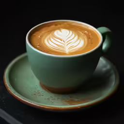 a cappuccino with leaves on the foam