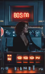 a woman behind the counter at a restaurant