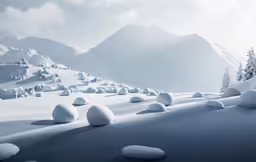 the snowy landscape is full of snow balls