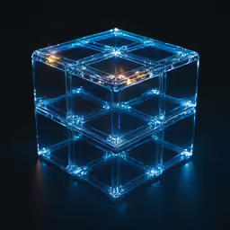 a clear block of light with tiny lights in it