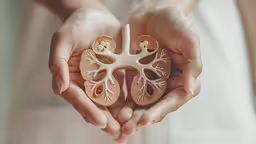 a woman holds out a model of lungs,two hands holding a piece of paper cut out of the organ