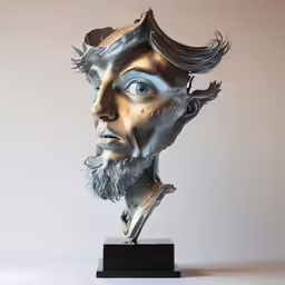 a statue with a head wearing a crown is featured on the front cover