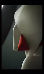 a mannequin with an attached pair of red paper