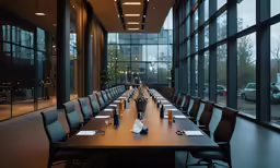 the conference room has large windows in it
