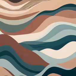 abstract waves painted on a wall by a person,an abstract painting that is very stylized and colorful