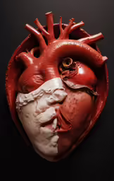 a heart with a piece of a human body in it